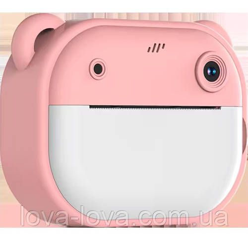 Дитячий цифровий фотоапарат миттєвого друку на дві камери Children's Printing Camera Y600 12 Мп 64 Гб Pink