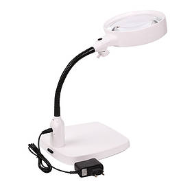 Лупа NO.7764 настільна з підсвіткою, 10Х 120 мм, DC-5V 2A