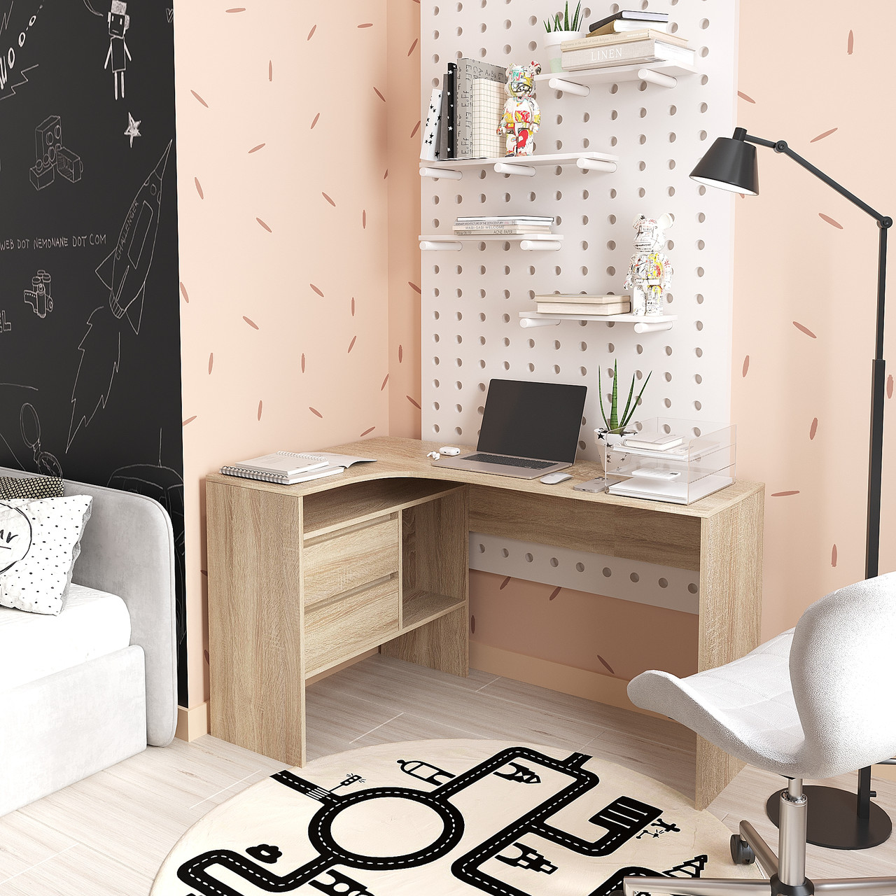 Письмовий Стіл кутовий 750х800х1200 мм Дуб Сонома, фото 1