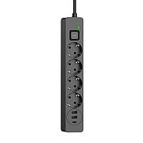 Мережевий фільтр-подовжувач СolorWay 4 розетки/3USB (2USB-A + 1 TYPE-C) Black 5M (CW-CHE435PDB), фото 5