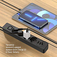 Мережевий фільтр-подовжувач СolorWay 4 розетки/3USB (2USB-A + 1 TYPE-C) Black 5M (CW-CHE435PDB), фото 9