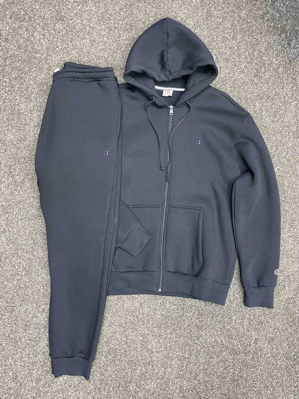 Чоловічий теплий спортивний костюм Champion, чоловічий зимовий костюм — чемпіон синій. Чоловічий одяг Зима, фото 1