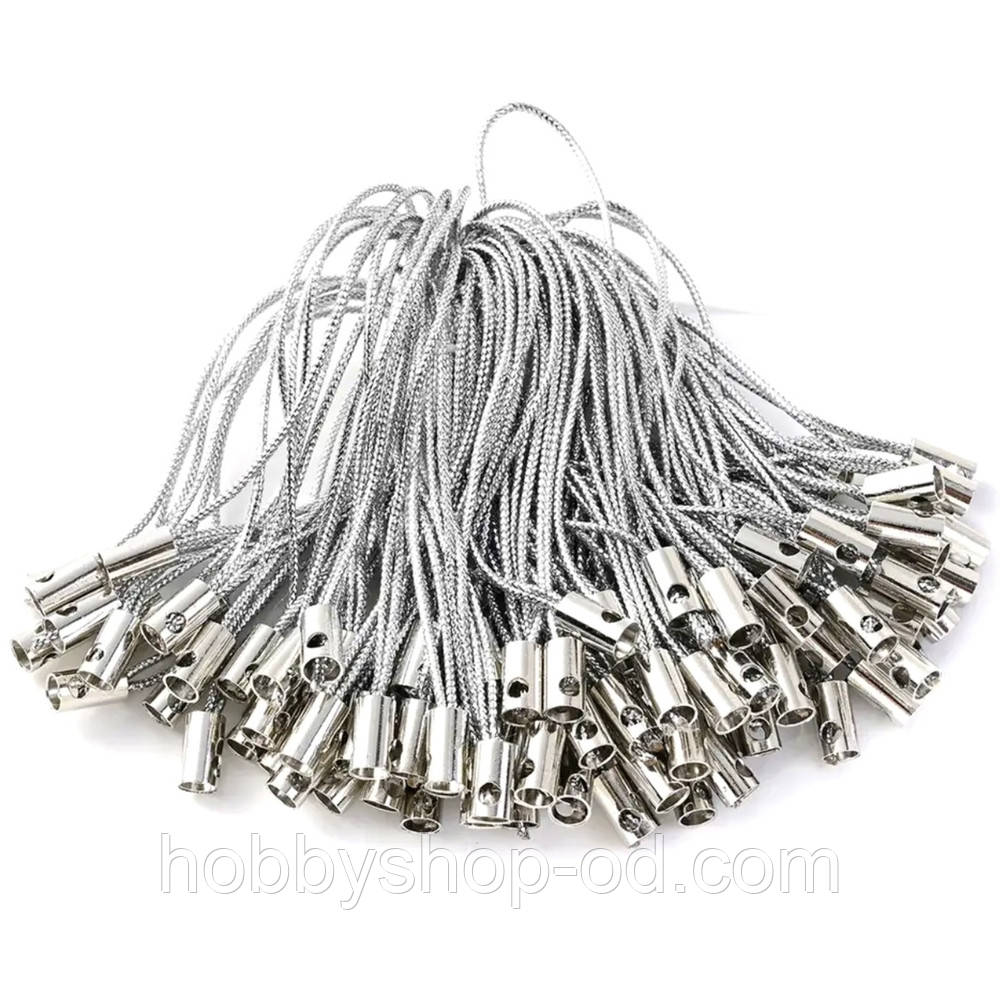Шнурки для брелоків 100 шт (Срібло), фото 1