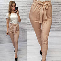 Штани тонкі з високою талією арт. 168 кава з молоком