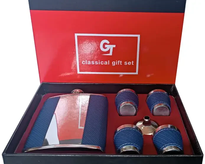 Подарунковий набір 6в1 "GT" Фляга, 4 чарки, лійка, фото 1