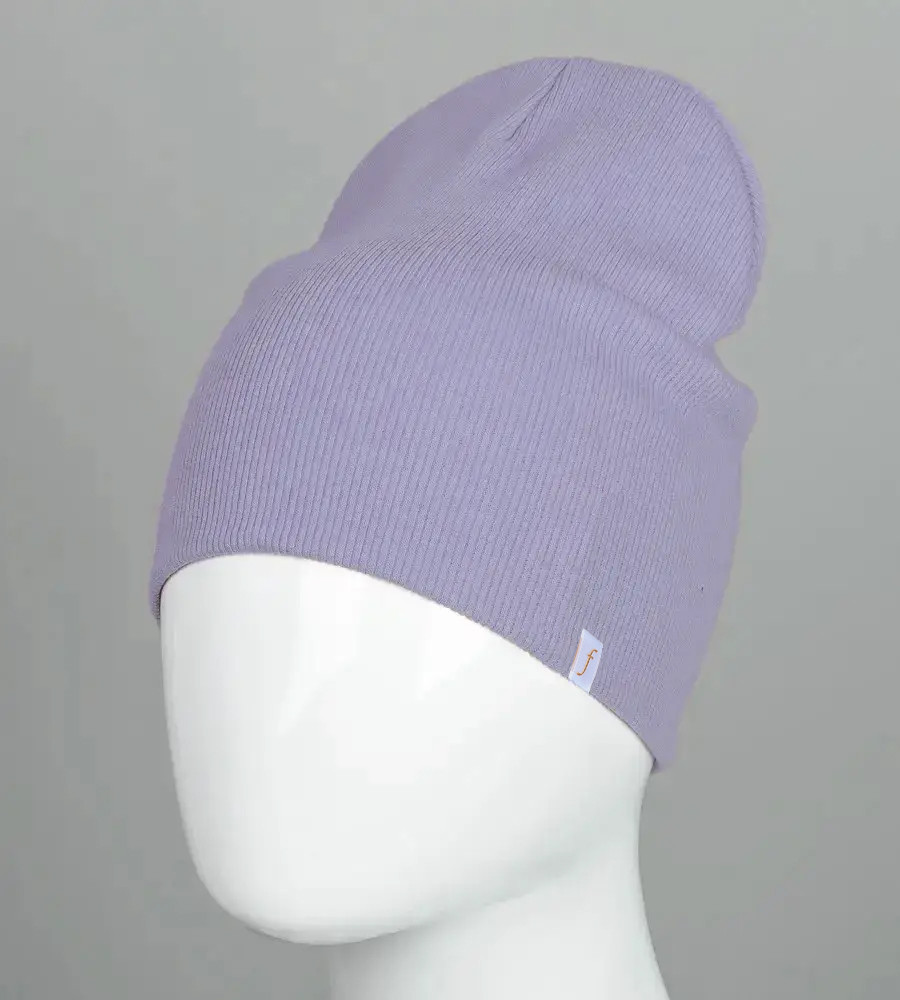 Шапка трикотажна Рубчик без відвороту (20217), Бузковий, фото 1