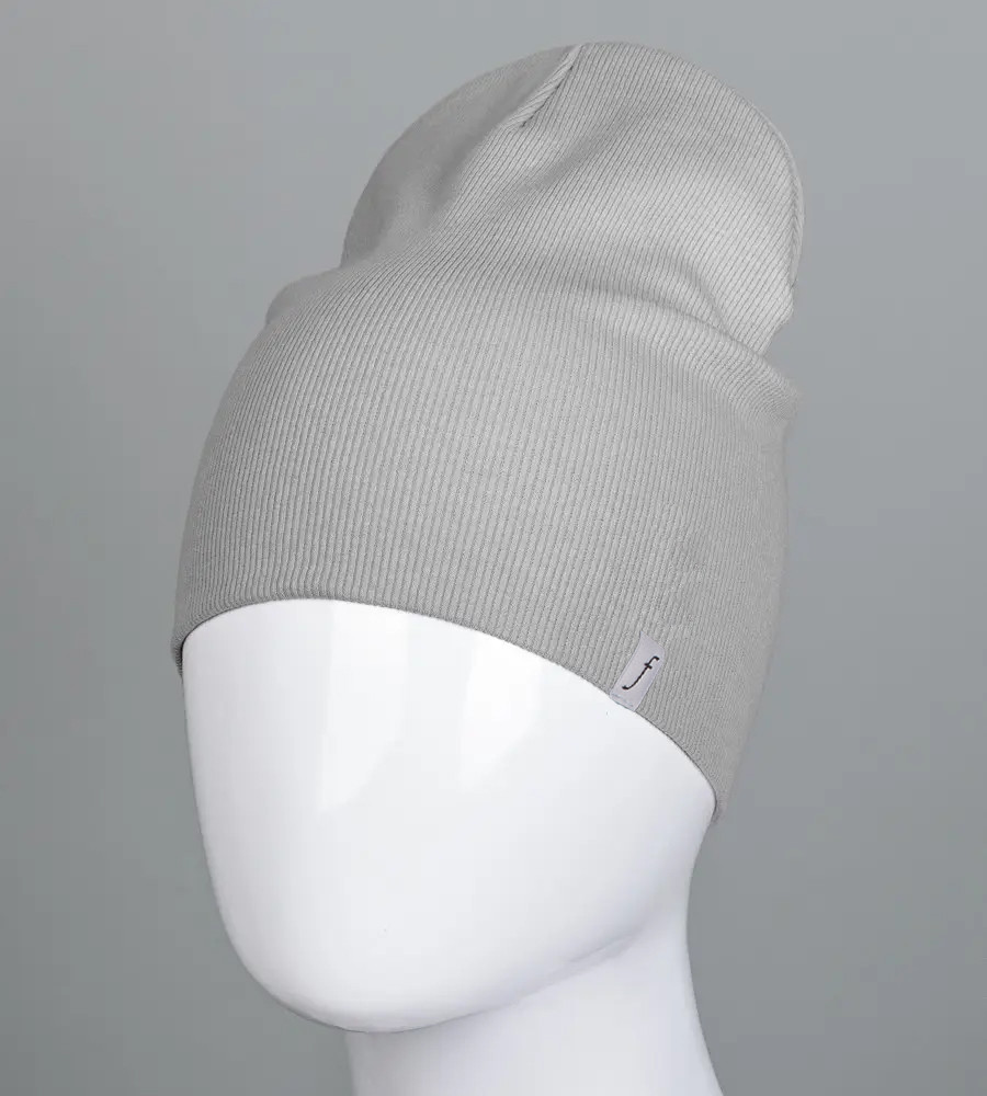 Шапка трикотажна Рубчик без одвороту (20217), Світло-сірий, фото 1