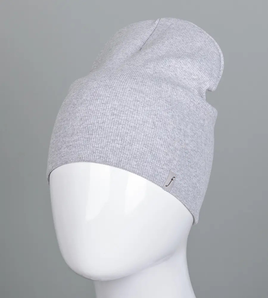 Шапка трикотажна Рубчик без відвороту (20217), Світло сірий меланж, фото 1