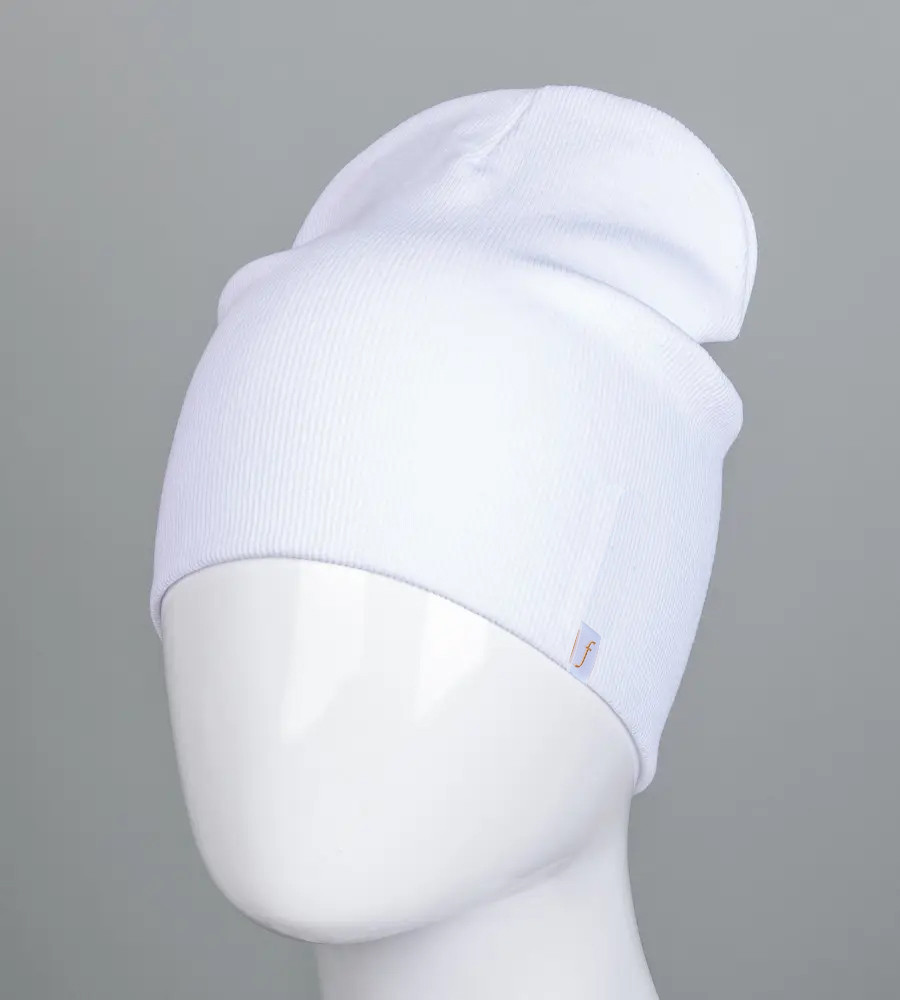Шапка трикотажна Рубчик без відвороту (20217), Білий, фото 1