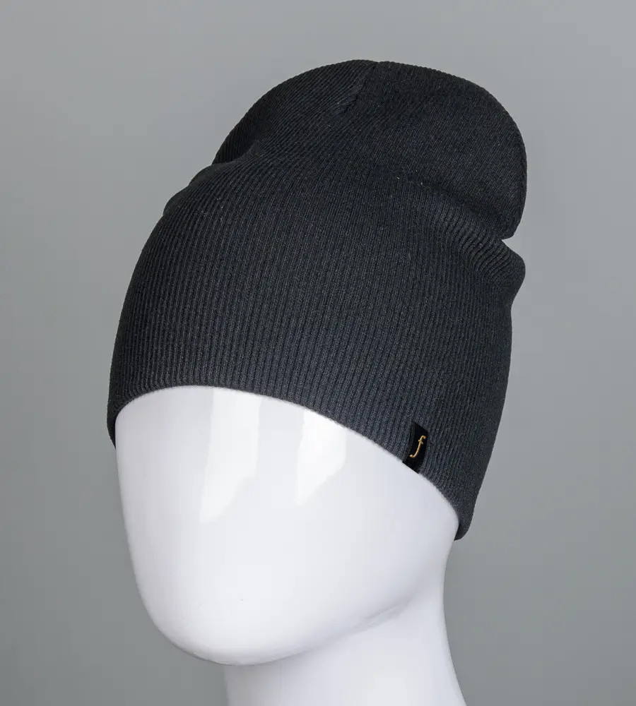 Шапка трикотажна Рубчик без відвороту (20217), Чорний, фото 1