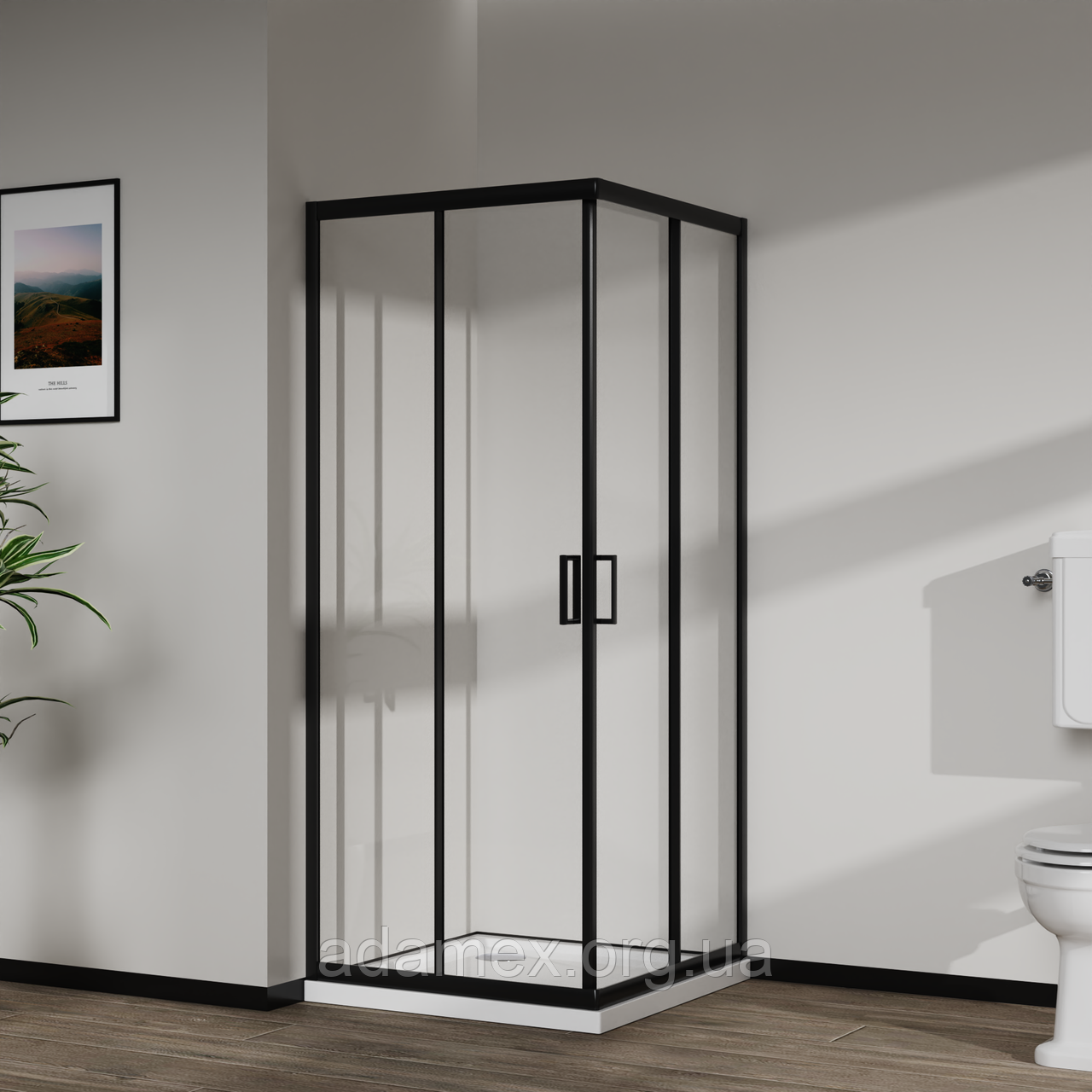 Скляна душова кабіна AVKO Glass RDR06, 190х90х90 Black