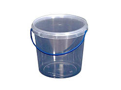 Відро пл. харчове 1л з гермет. кришкою та ручкой прозоре ТМ ЕЛІПС