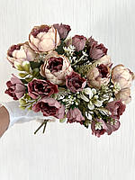 Декоративний букет півоній з добавками (32 см), фото 2
