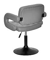 Крісло Gor BK-Base сіра екошкіра з підлокітниками, на чорній круглій опорі, поворотне з регулюванням висоти, фото 2