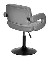 Крісло Gor BK-Base сіра екошкіра з підлокітниками, на чорній круглій опорі, поворотне з регулюванням висоти, фото 6