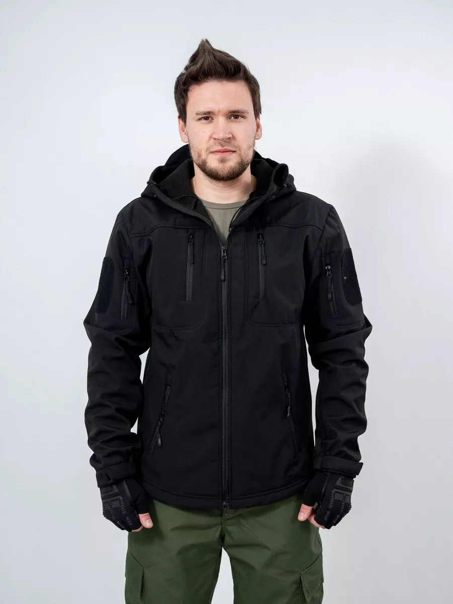 Тактична куртка Eagle Soft Shell JA-01-0 з флісом Black