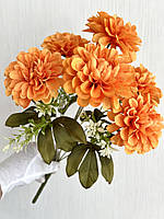 Штучні георгіни. Букет штучних георгін (жовтогаряча, 42 см), фото 2