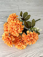 Штучні георгіни. Букет штучних георгін (жовтогаряча, 42 см), фото 5