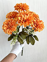 Штучні георгіни. Букет штучних георгін (жовтогаряча, 42 см), фото 4