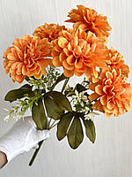 Штучні георгіни. Букет штучних георгін (жовтогаряча, 42 см), фото 3