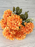 Штучні георгіни. Букет штучних георгін (жовтогаряча, 42 см), фото 6