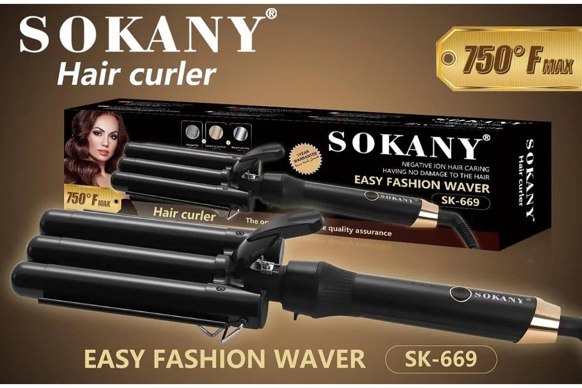 Потрійна плойка для волосся Sokany SK-669 три хвилі з керамічним покриттям 25 мм 50 Вт Чорний