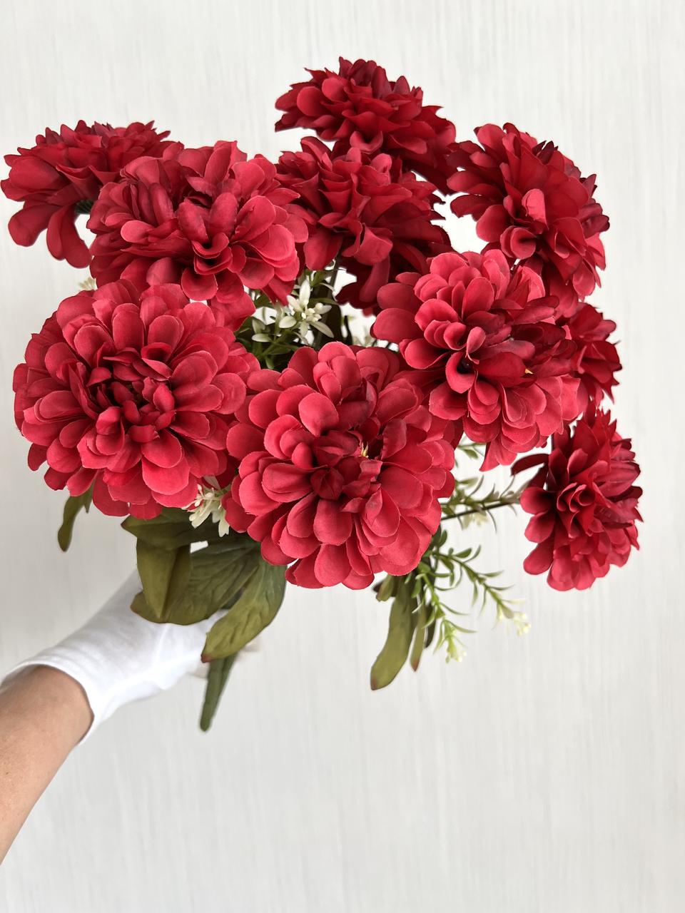 Штучні георгіни. Букет штучних георгін ( червоні, 42 см), фото 1