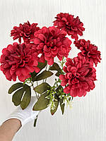 Штучні георгіни. Букет штучних георгін ( червоні, 42 см), фото 2