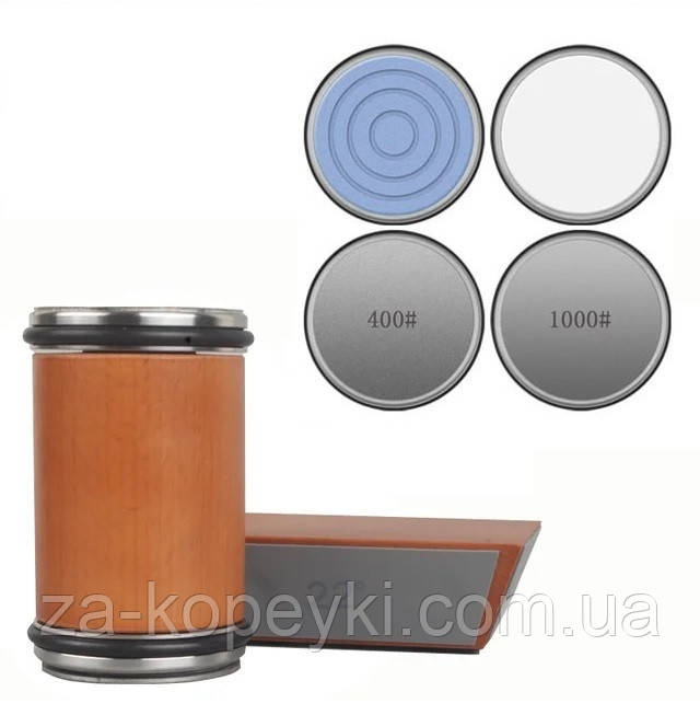 Роликова точилка для заточування ножів Roller sharpener з 4 стороння + 2 алмазні + 2 керамічні диски коричнева