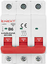 Автоматичний вимикач 3р, 6А, B, 6кА, AC 230/400, на DIN-рейку , E.NEXT, (s001124), фото 2