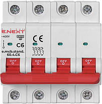Автоматичний вимикач 4р, 6А, C, 6кА, AC 230/400, на DIN-рейку , E.NEXT, (s002160), фото 2
