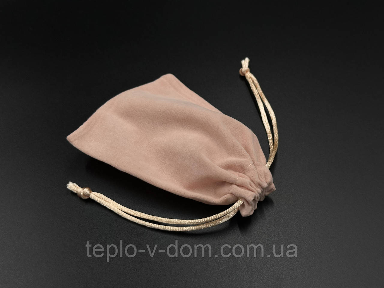 Подарунковий мішечок велюровий на затяжках 9x12см пудрового кольору