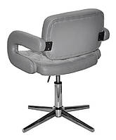 Крісло Gor Modern Base з підлокітниками, оббивка сіра екошкіра, на хромованій хрестовині зі стопками, фото 7