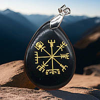 Кулон-амулет из камня черный агат «Вегвизир»