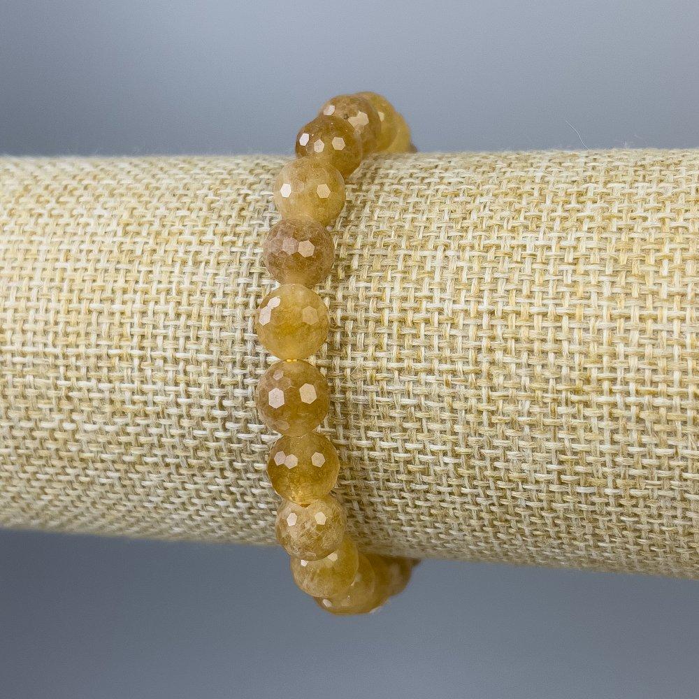 Бралет Цитрин гранована кулька 8 мм+- L-18см+- стрейч, фото 1
