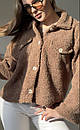 Жіноча хутрова тепла шоколадна сорочка на гудзиках, фото 3