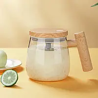 Автоматична чашка-мішалка 400 мл для кави/чаю/коктейлів з дерев'яною ручною ЗТК