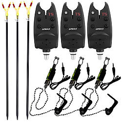 Набір електронних сигналізаторів, свінгерів та підставок по 3 шт.