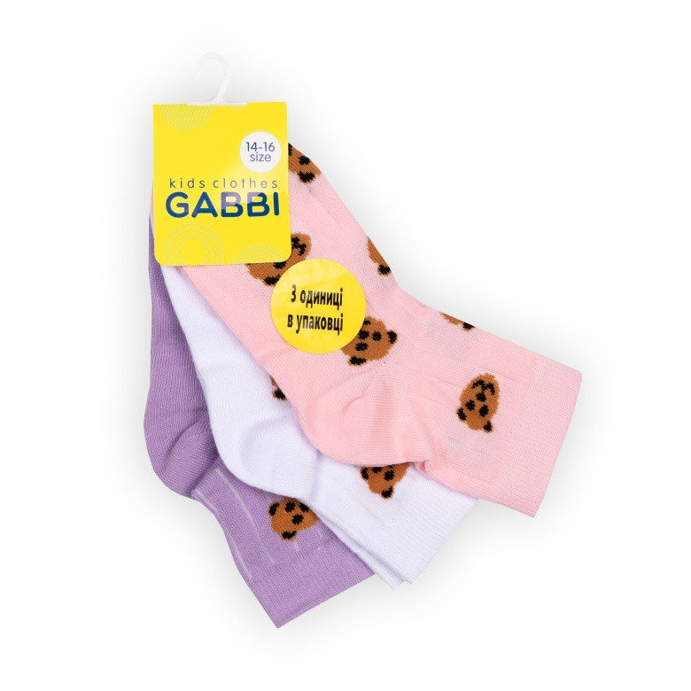 Дитячі шкарпетки для дівчинки GABBI NSD-644/3 (комплект 3 шт.) розмір 14-16 (90645)