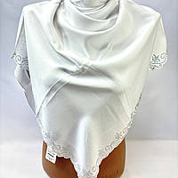 Біла хустка на хрестини на голову в церкву. Шовкова турецька хустка для нареченої на вінчання