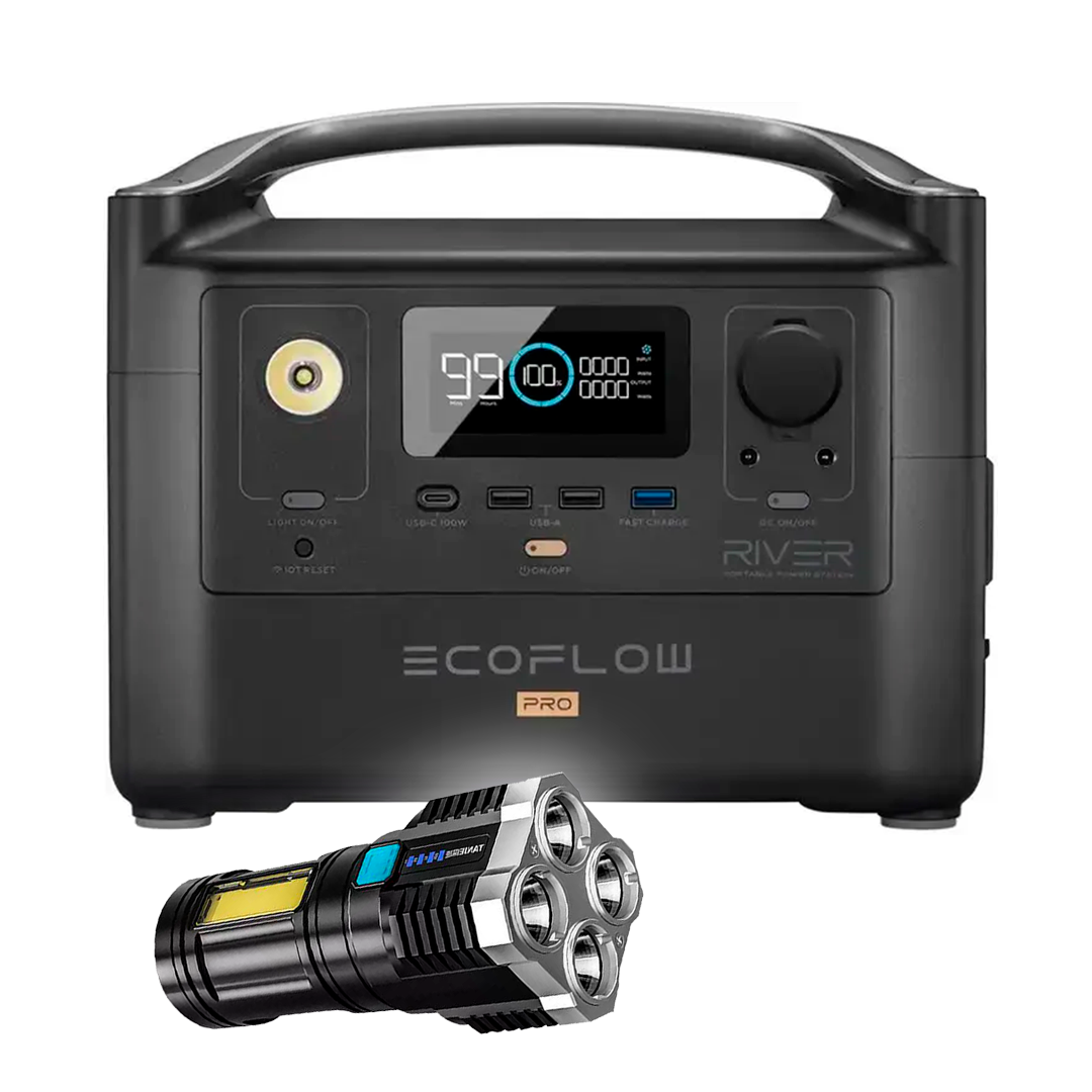 Портативна зарядна станція EcoFlow RIVER Pro (720 Wh), Електростанція для дому з ліхтариком ручним
