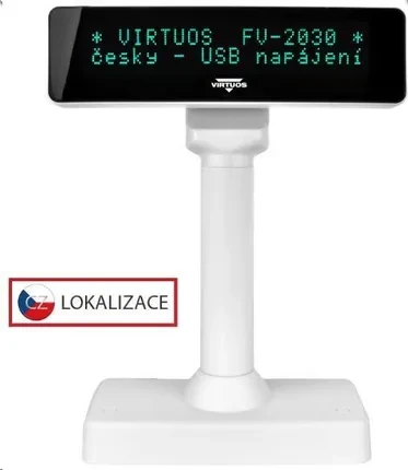 Док-станція Wyświetlacz Klienta Virtuos Vfd Virtuos Fv 2030W 2X20 9Mm Usb Biały
