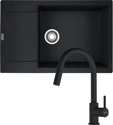 Раковина з краном Franke Maris Mrg 611-78 Xl + Bateria Lina Pull Out Czarny 1140697679