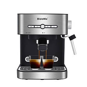 Кавоварка ріжкова BioloMix CM6866 Espresso Machine 2-in-1 зі спінювачем для молока (Сірий)