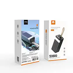 Повербанк WUW Y117 50000 мА·год з ліхтарем Чорний