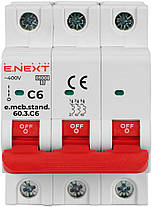 Автоматичний вимикач 3р, 6А, C, 6кА, AC 230/400, на DIN-рейку , E.NEXT, (s002129), фото 2