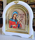Ікона Свята Марина мучениця в білому арочному кіоті під склом з декоративними куточками, розмір 28*25, розмір сюжету 15*18., фото 2