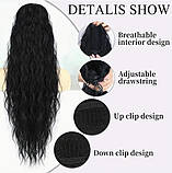Шиньон накдадний хвіст для волосся кучерявий зі термоволокна волокна довгий 71 см з можливістю регулювання, фото 4