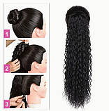 Шиньон накдадний хвіст для волосся кучерявий зі термоволокна волокна довгий 71 см з можливістю регулювання, фото 3