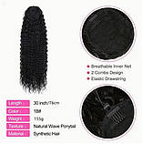Шиньон накдадний хвіст для волосся кучерявий зі термоволокна волокна довгий 71 см з можливістю регулювання, фото 6